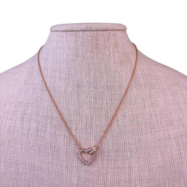 Swarovski Womens Rose Gold Tone Crystal Intertwined Heart Necklace Elegant Chain