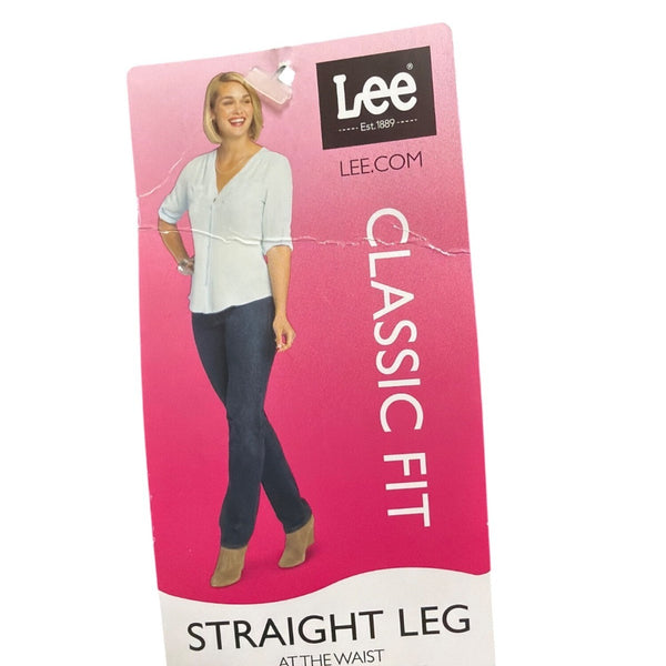 Lee Womens Dark Wash Denim Straight Leg Pants Classic Fit Mid-Rise Size 10 M