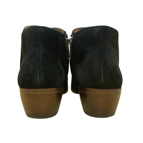 Sam Edelman Women’s Black Suede Leather Block Heel Side Zip Ankle Boots Size 7M