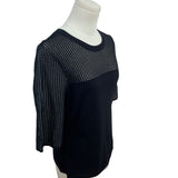 Rag & Bone Black Mesh Panel Short Sleeve Top Womens Size M