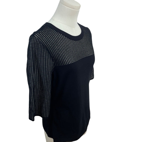 Rag & Bone Black Mesh Panel Short Sleeve Top Womens Size M