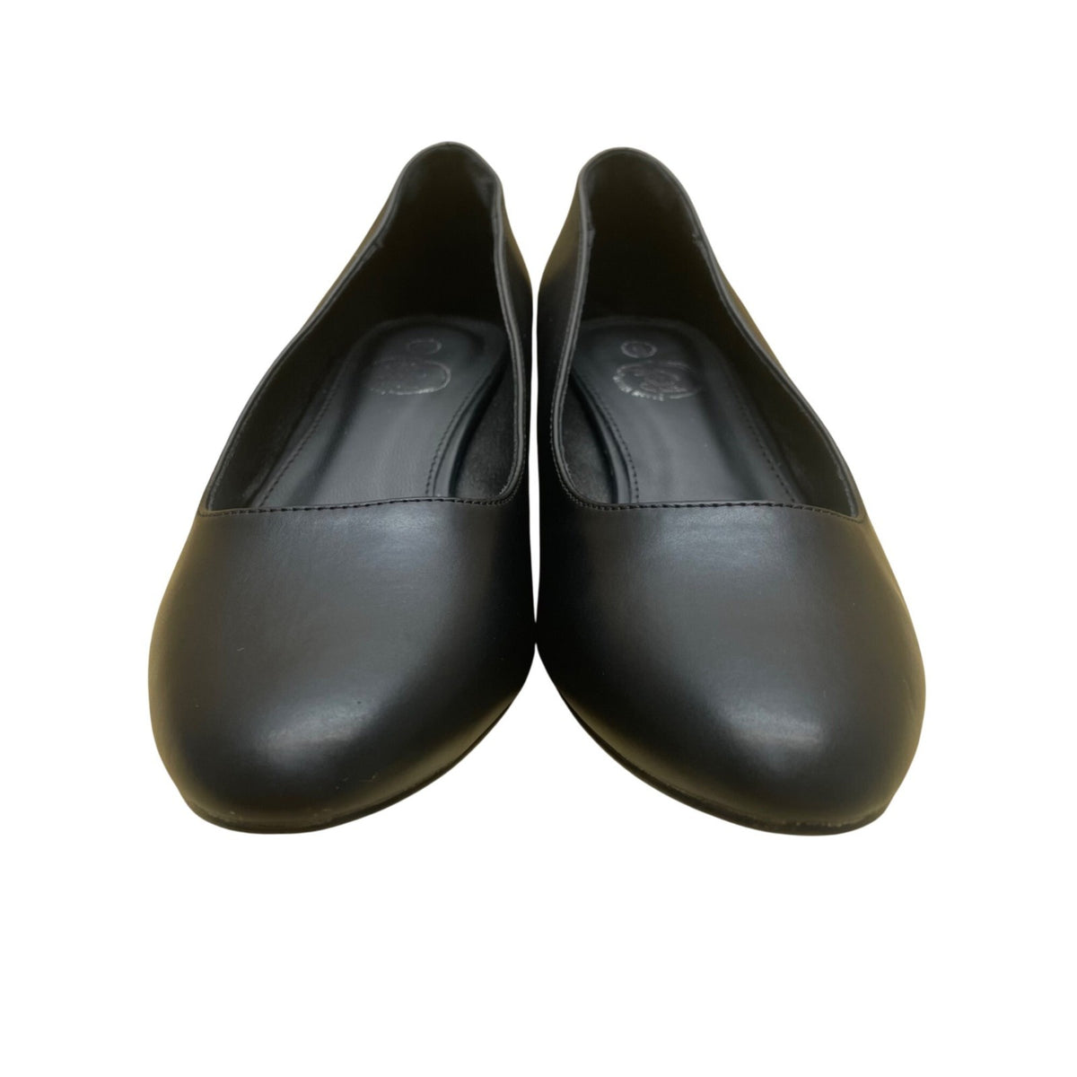 Trary Women’s Black PU Leather Comfort Slip-On  Low-Heel Pumps Size 6