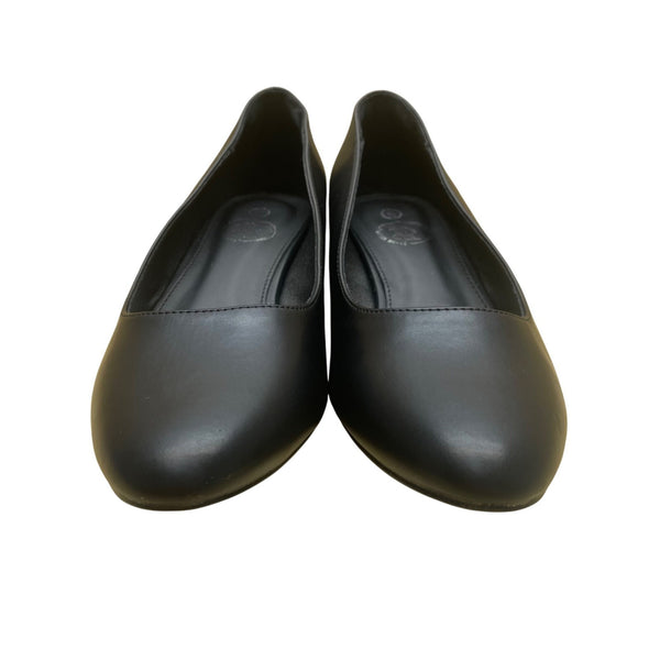 Trary Women’s Black PU Leather Comfort Slip-On  Low-Heel Pumps Size 6