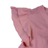 Blooming Jelly Womens Pink V-Neck Ruffle Sleeve Blouse Top Size L