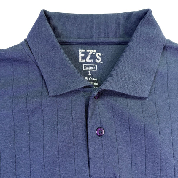 EZs Haggar Mens Navy Polo Shirt Comfortable Short Sleeve Durable Sz L
