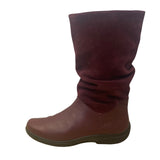 Hotter Women’s Burgundy Leather/Suede Zip Up Mystery Mid-Calf Boots Size 8.5