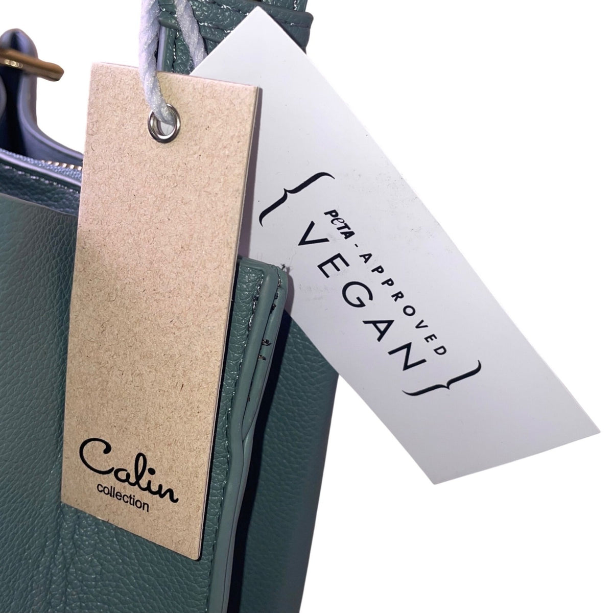 Calin Collection Women’s Green Vegan Leather Tote Bag With Tassel Accent
