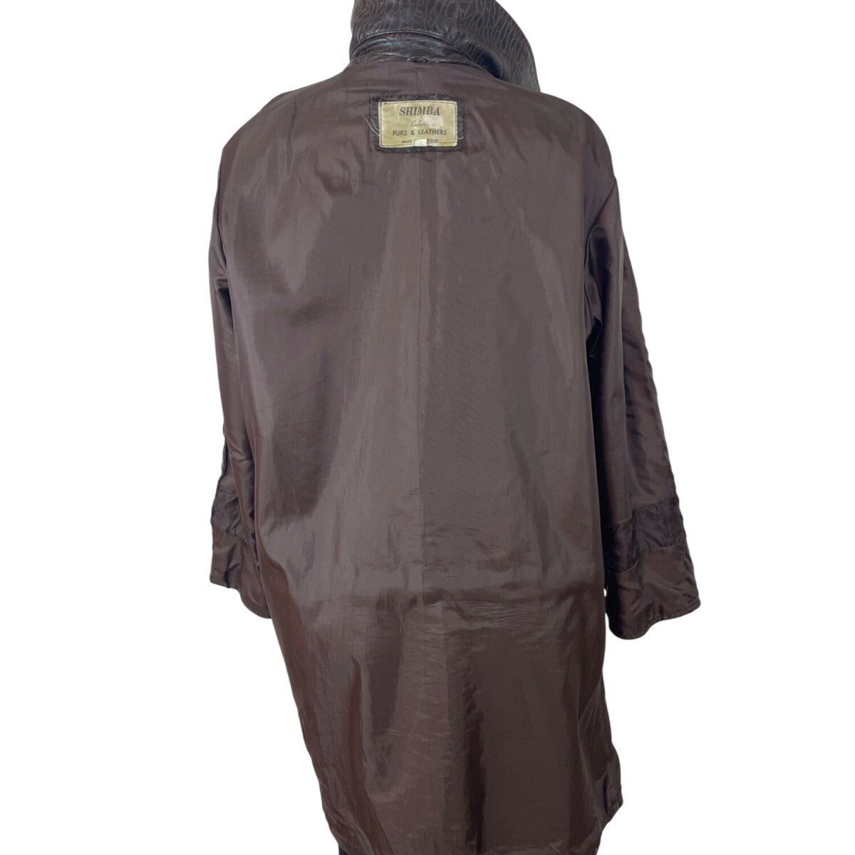 Shimba Womens Brown Exclusive Leather Coat Sz L