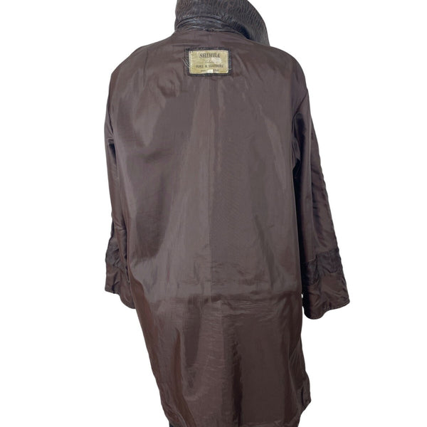 Shimba Womens Brown Exclusive Leather Coat Sz L