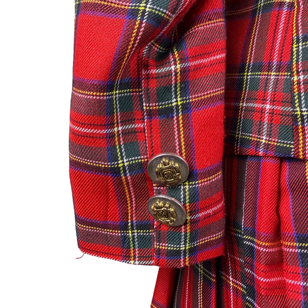 Hug Sunshine Womens Red Plaid Blazer & Pleated Skirt Set Sz L