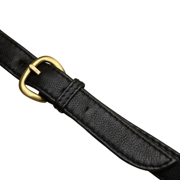 Fossil Women’s Black Leather Adjustable Strap Front Pocket Crossbody Bag