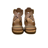 Coach Womens Dusty Gold Beechwood Mandy Met Leather Sandals Block Hell Sz 6B