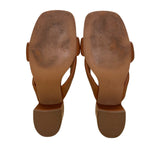 Loft Women’s Brown Leather Puffed Twist Strap Block Heeled Sandals Size 7M