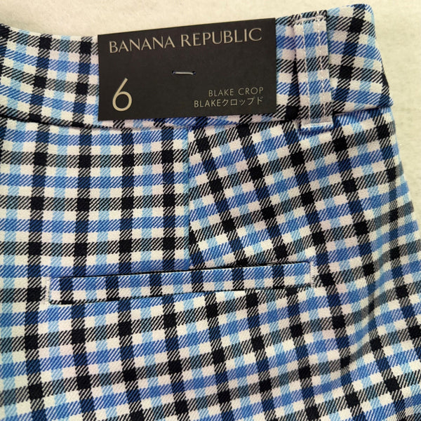 Banana Republic Women’s Blue & Black Plaid Wide-Leg Crop Pants Size 6 - New