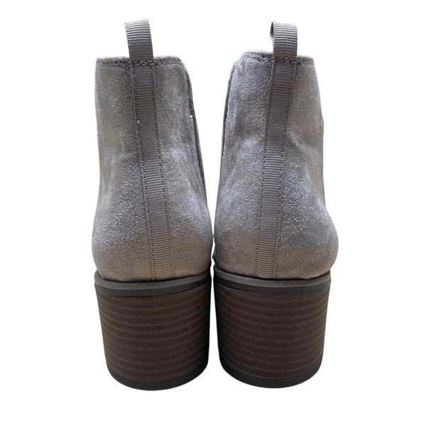 Dr. Scholls Women’s Putty Gray Fabric Block Heel Teammate Ankle Boot Size 8M