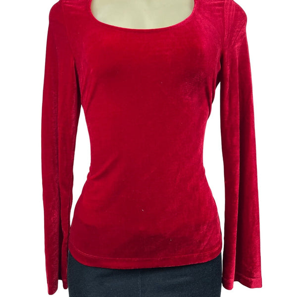Pajamagram Womens Red Velour Long Sleeve Top S Soft Elegant Comfortable New