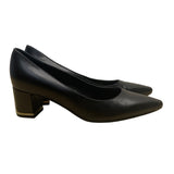 Calvin Klein Women's Black Leather Block Elegant Office Heel Pumps Size 8M