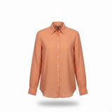 Tommy Bahama Womens Orange Linen Button-Down Shirt Casual Long Sleeve Sz L