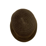 Charter Club Brown Fabric Bucket Hat Woven Texture Bow Accent