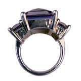 Simulated Womens Three-Stone Ring Emerald-Cut Red Stones Sz 7