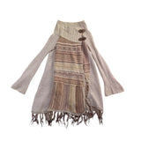 Free People Womens Beige Fringe Knit Cardigan Sweater Long Sleeve Size XS