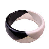 Vintage Black & White Lucite Mod Style Bangle Bracelet Retro Look