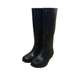 Wonder Women’s Black Croc Embossed Rubber Slip-Resistant Rain Boots Size 6