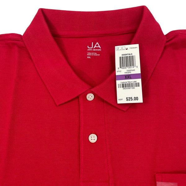 John Ashford Mens Red Polo Shirt Short Sleeve Casual  Sz XXL