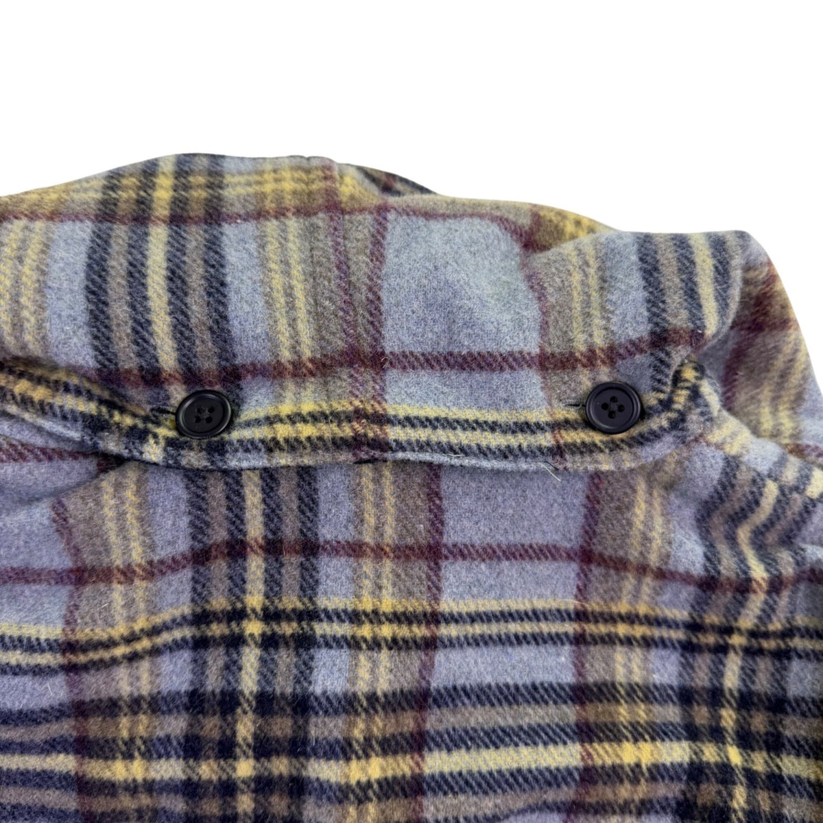 L.L. Bean Womens Plaid Wool-Blend Hooded Toggle Coat Blue/Yellow Sz M