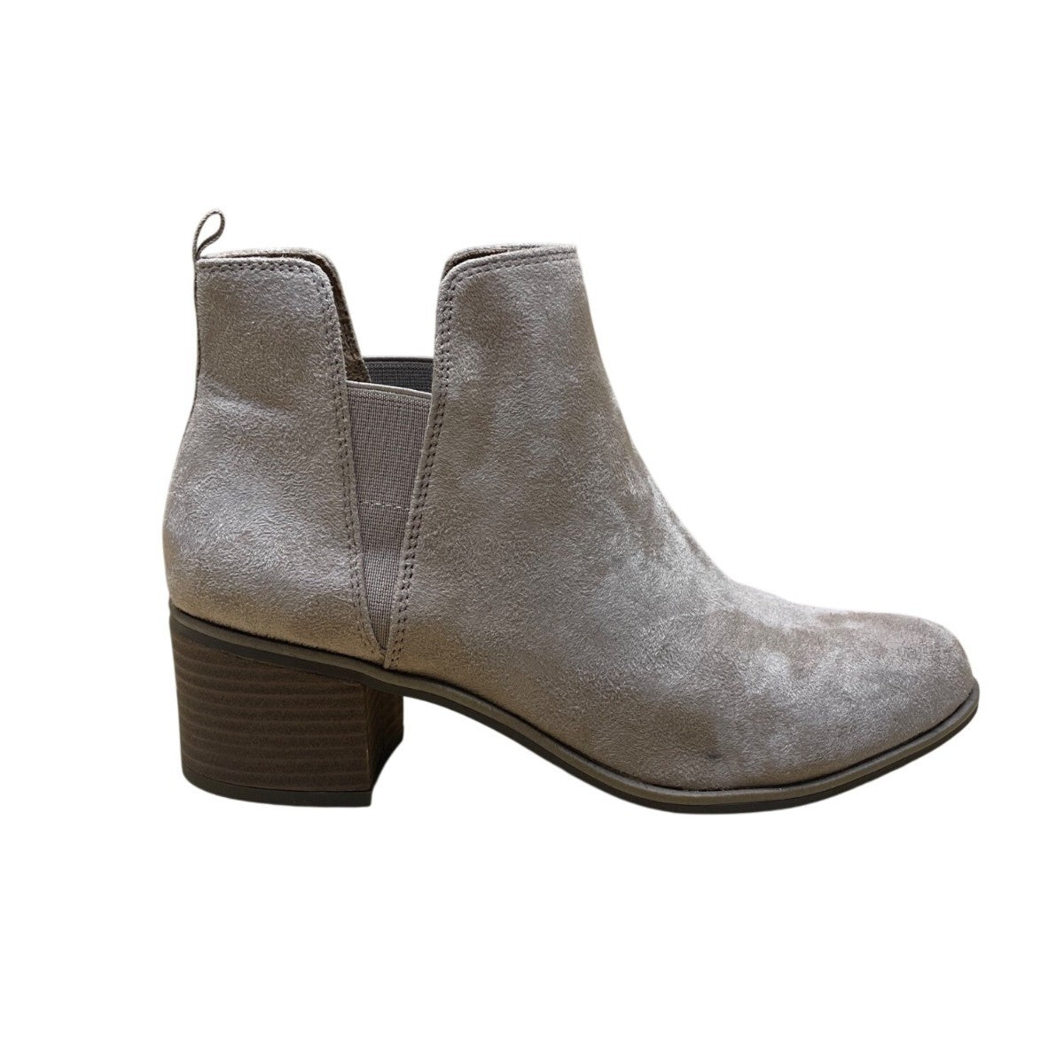 Dr. Scholls Women’s Putty Gray Fabric Block Heel Teammate Ankle Boot Size 8M