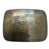 Elastic Black Belt With Brass Elephant Buckle Adjustable Detailed Boho Unique Ha