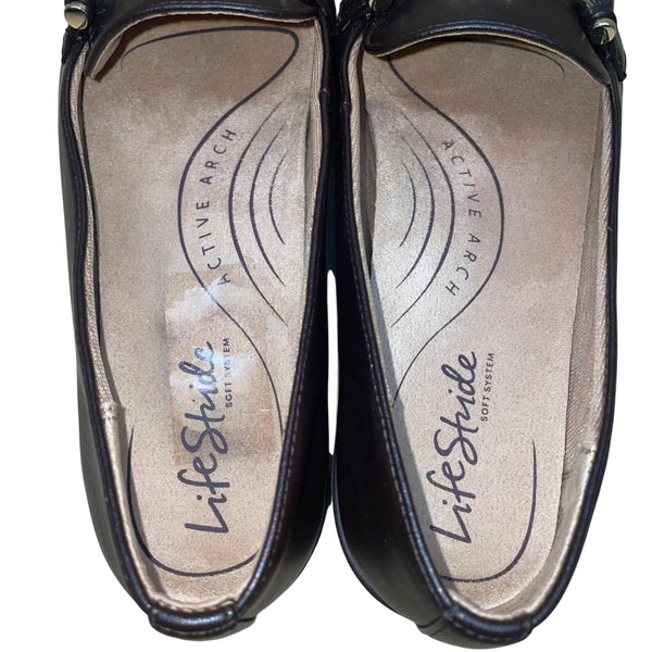 LifeStride Women’s Brown All Man-Made Slip-On Nominate Loafer Shoes Size 7M