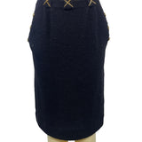 Vintage Black Bouclé Skirt Suit With Gold Button Details