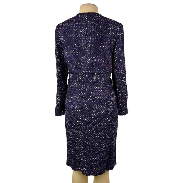 Albert Nipon Womens Purple/Black Tweed Skirt Suit Size 4