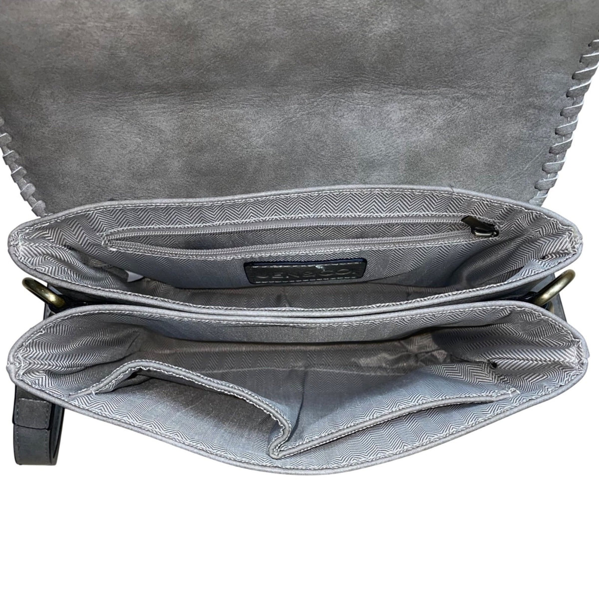 Jen & Co Women’s Gray Faux Leather With Adjustable Strap Crossbody Bag