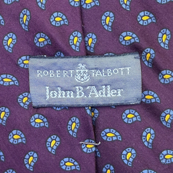 Robert Talbott Mens Purple Silk Necktie Paisley Print 57" Length Classic Style