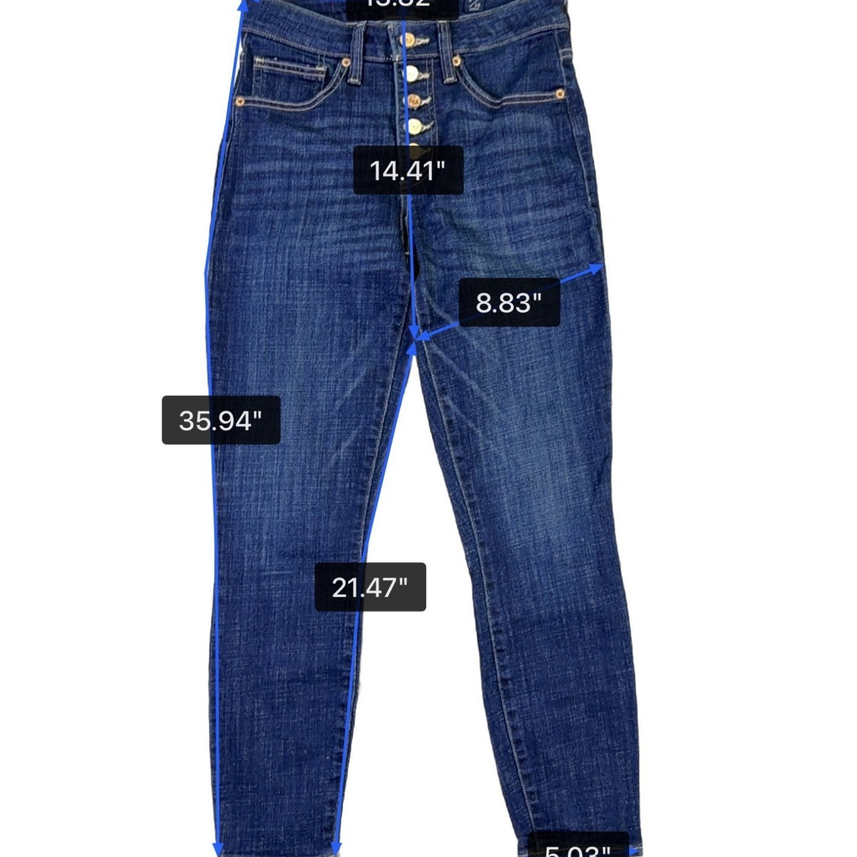 Lucky Brand Womens Blue Denim Skinny Jeans High Rise Button Fly Size 6