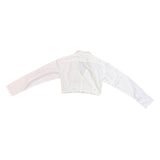 Motel Womens White Cotton Cropped Button-Up Long Sleeve Collared Shirt Size XS