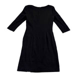Kay Unger Womens Black Nylon Blend 3/4 Sleeve Embellished Wrap Midi Dress Size 1
