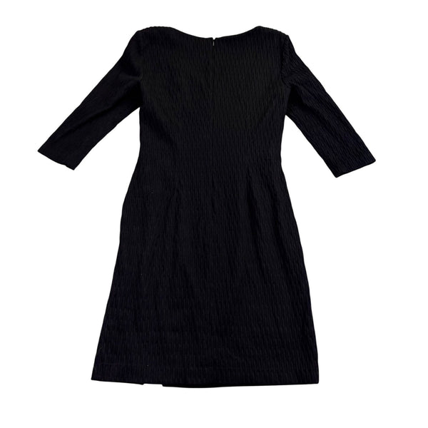 Kay Unger Womens Black Nylon Blend 3/4 Sleeve Embellished Wrap Midi Dress Size 1