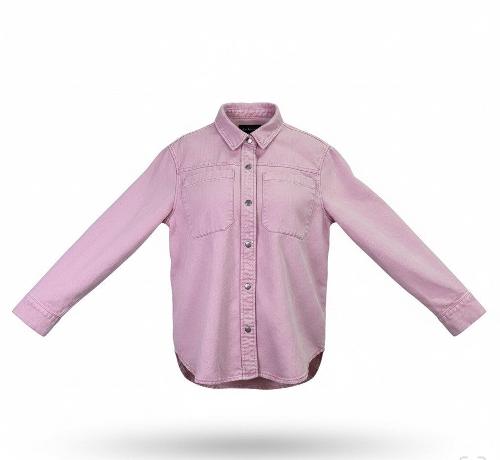 Di Marzio Bagatelle Womens Pink Long Sleeve Button-Up Shirt Causal Style Sz S