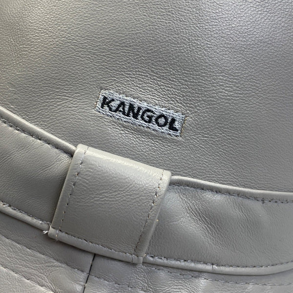 Vintage Kangol Unisex Gray Leather Fedora Hat Sz L -  17in Head Cirunmference