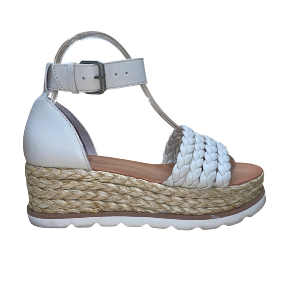 D Vita Women’s White Synthetic Woven Braided Platform Lulu Sandals Size 6M