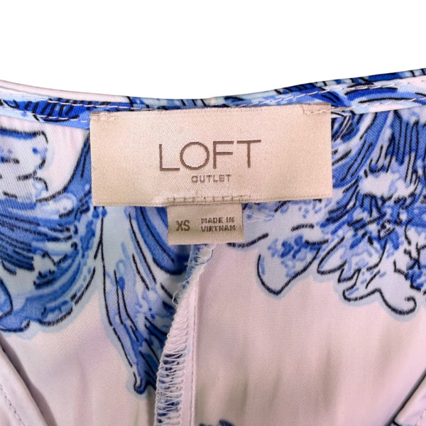 Loft Outlet Womens Blue & White Floral Maxi Dress Summer Size XS