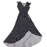 Grecerelle Womens Navy Polka Dot Maxi Wrap Dress Rayon/Spandex Sz M