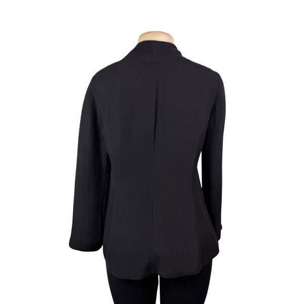 Eileen Fisher Womens Black Silk Open-Front Jacket Minimalist Design Sz XS