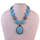 Turquoise Silver Tone Womens Beaded Necklace Pendant Design Adjustable
