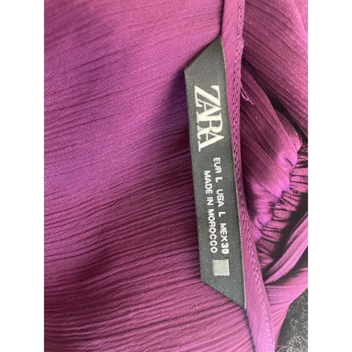 Zara Women’s Purple Satin Knotted Surplice Top Blouse  Sz L