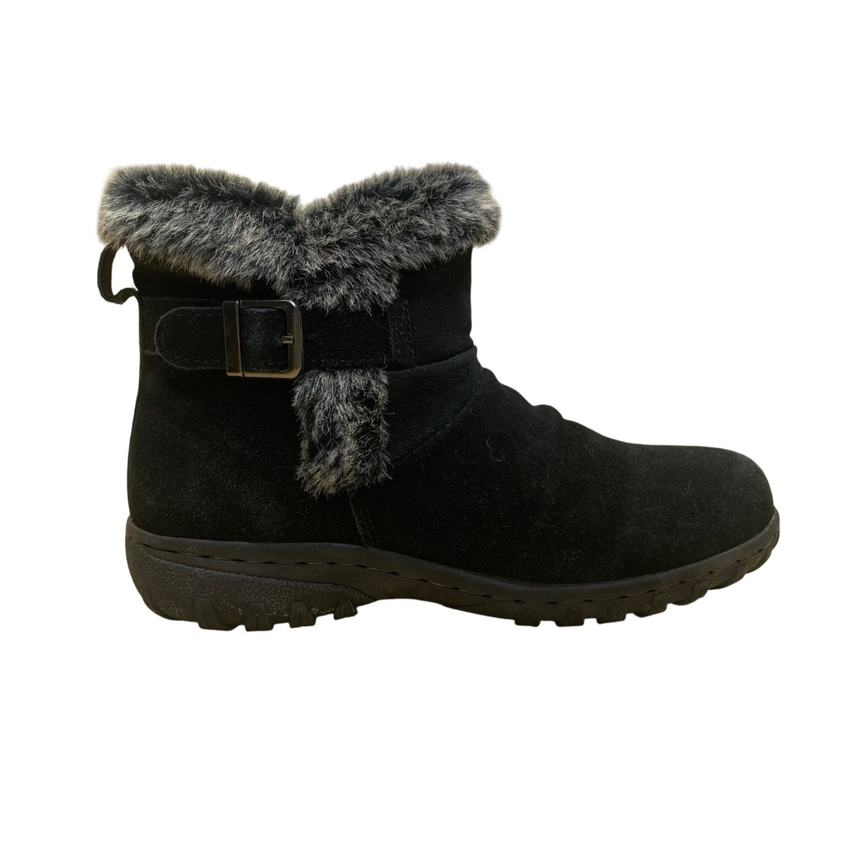 Khombu Women’s Black Faux Fur-Lined & Faux Leather Winter Snow Boots Size 8M