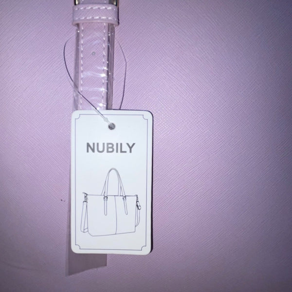 Nubily Women’s Lavender Faux Leather With Long Straps Zipper Pocket Laptop Tote